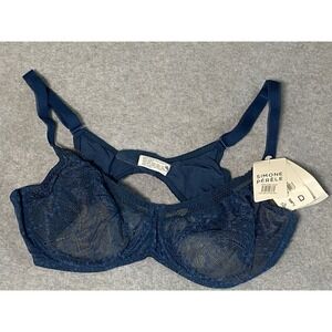 NWT Simone Perele Mystery Blue Lace Underwire Bra Size 36 D MSRP $110